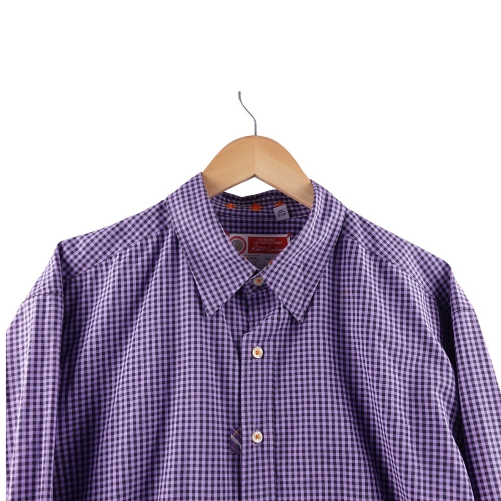 Robert Graham Mens XL Long Sleeve Gingham Button Down Shirt Purple Black
